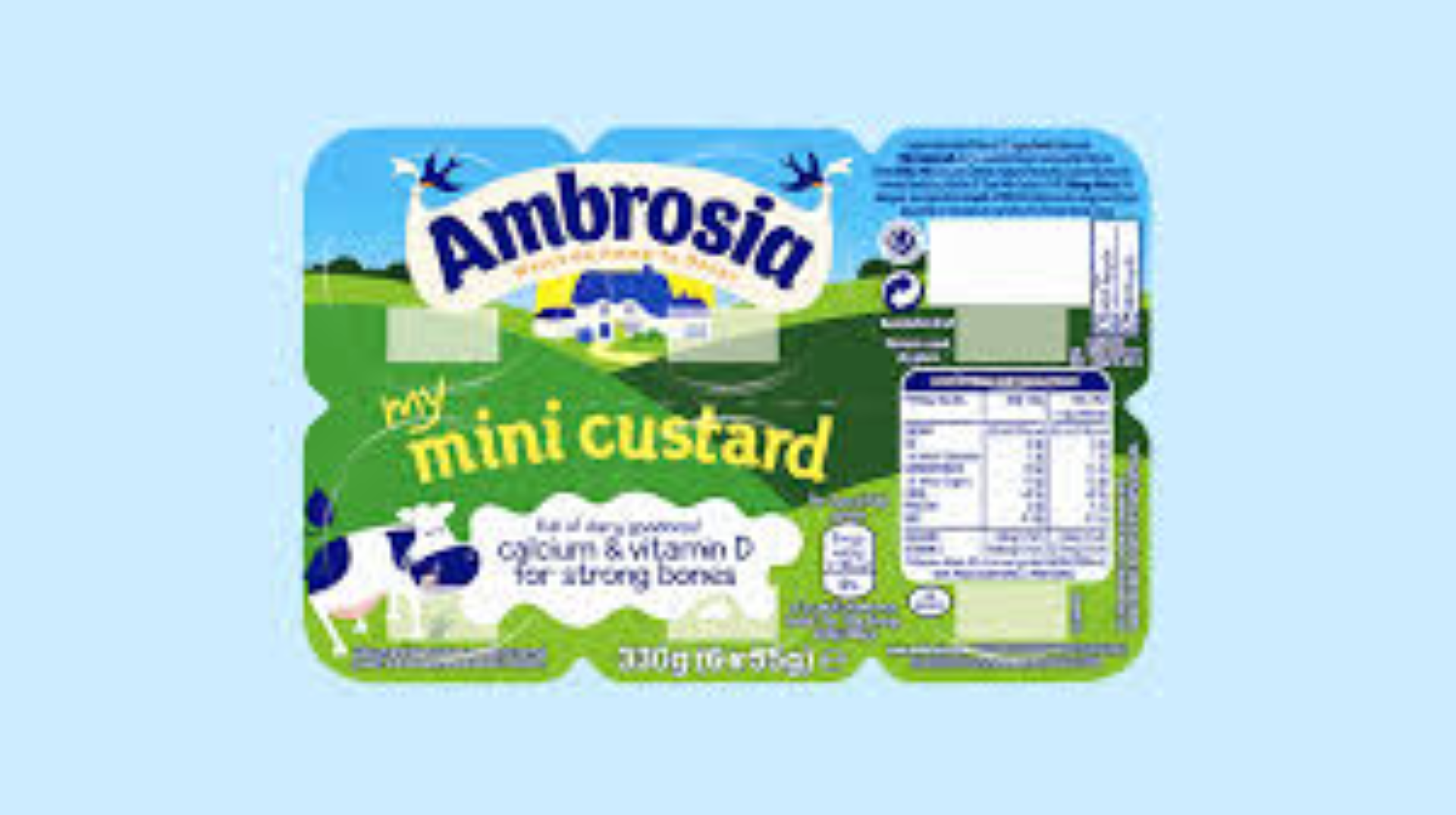 AMBROSIA MY MINI CUSTARD 330G 6PACK